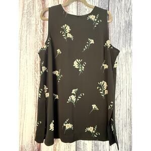Ann Taylor Factory Sleeveless Black Floral Blouse Size XL
